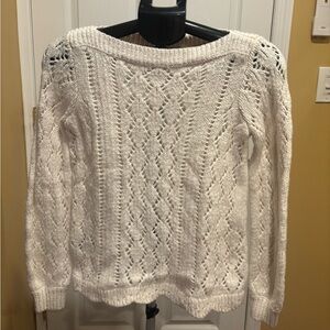 LOFT Cream Open Knit Sweater
